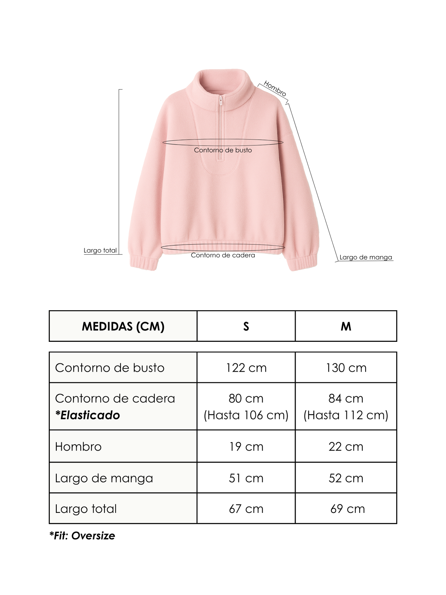 Cozy Pink Hoodie – Oversize Fit & 1/2 Zipper